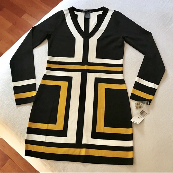 NEW INC color block knit bodycon dress - Picture 2 of 3